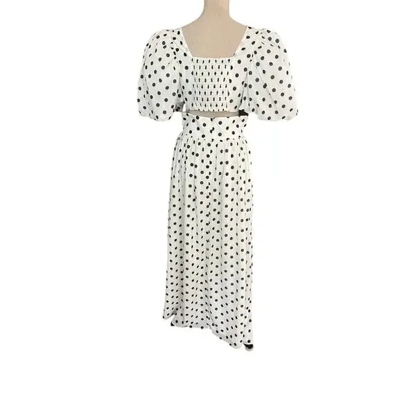 Sunfere Ellie Polka Dot Maxi Skirt Set in White & Black Size XL NWT Going out - Picture 6 of 13